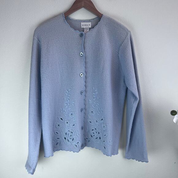 Vintage Koret Embroidered Needlework Cardigan Sweater Floral Twee Boho Lagenlook - Picture 1 of 7